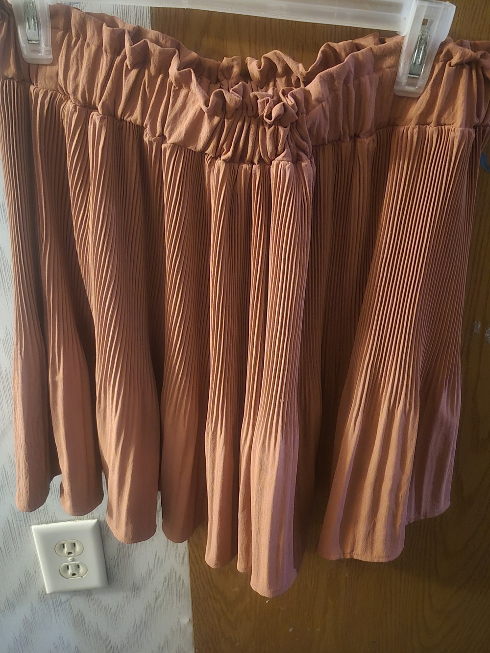 Pleated Dusty Rose Circle Skirt with Ruffled Waist